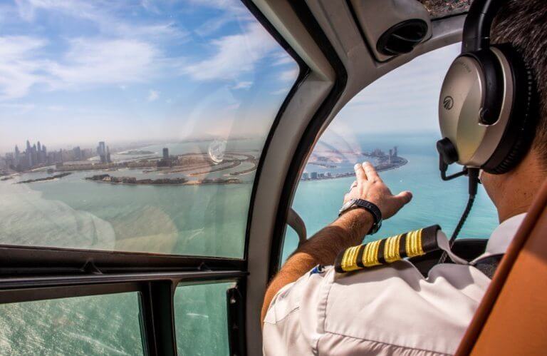 Helicopter fly at palm Jumeirah