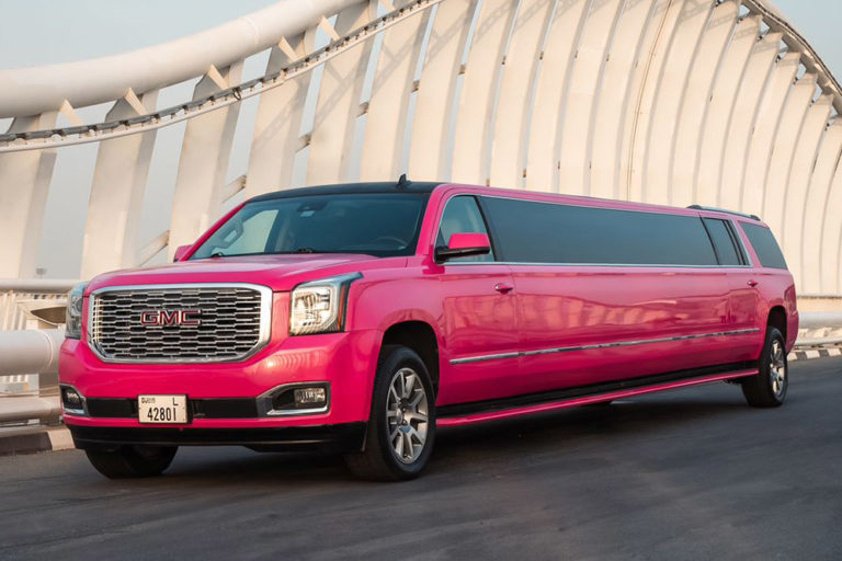Pink Limousine Rental in Dubai